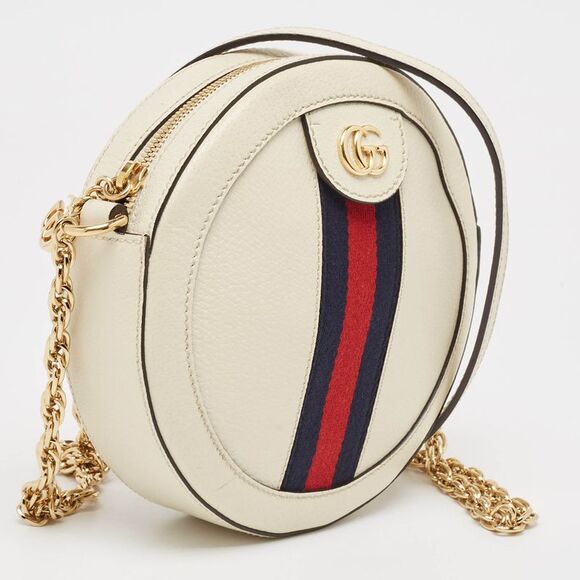 Gucci Off White Leather Mini Ophidia Round Shoulder Bag - Picture 3 of 4